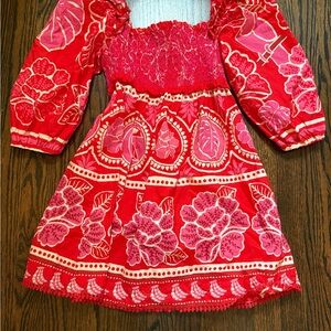 Farm Rio Red Summer Sunrise Organic Cotton Mini Dress